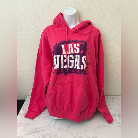 point sportswear Tops - POINT SPORTSWEAR Hoodie Unisex XL Pink Pullover Pocket Sweatshirt LAS VEGAS
